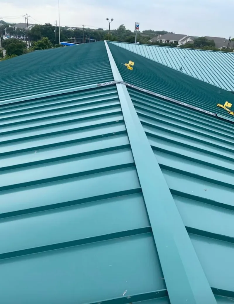 Green commercial metal roof ridge and valley for Metal Roof Repair in Fort Rucker